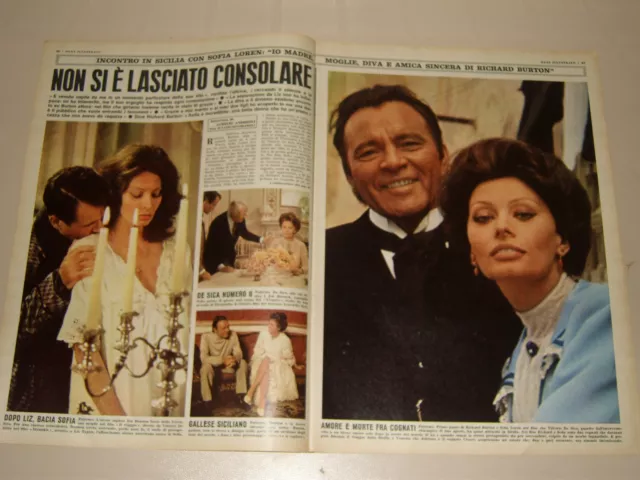 SOPHIA SOFIA LOREN clipping articolo foto photo 1973 OGGI RICHARD BURTON