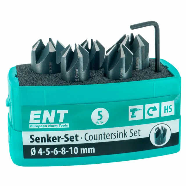 ENT HSS Senker-Set | 5-teilig | Aufsteckversenker 26516 D 4 5 6 8 10 mm