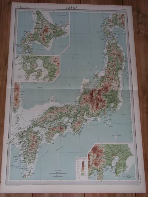 1922 Map Of Japan Japanese Empire / Tokyo Nagasaki Inset Maps