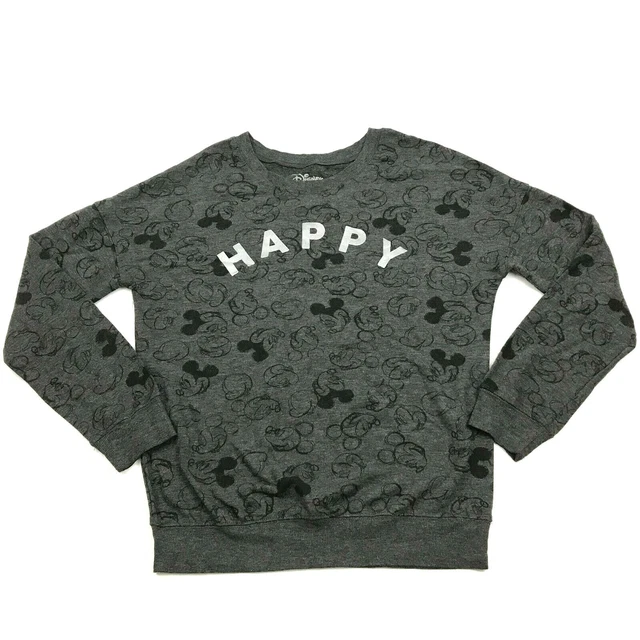 Disney Mickey Mouse Maglione TAGLIA SMALL S Grigio Camicia Larga Leggero Happy