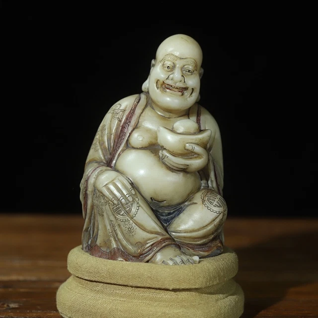 Chinese Exquisite Handmade Maitreya Buddha carving Shoushan Stone Statue