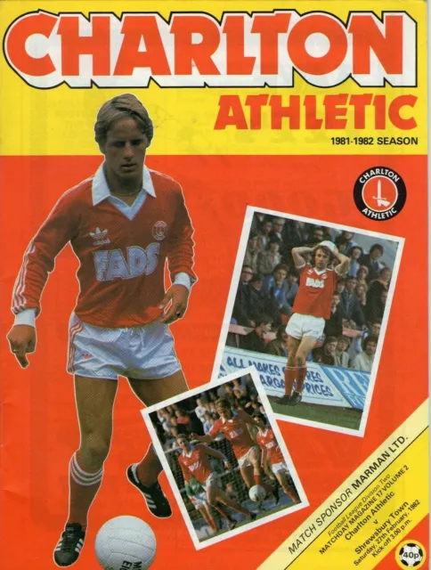 charlton athletic v shrewsbury town. 27-2-1982. div 2.