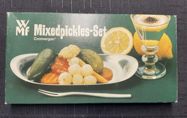 WMF Mixedpickles-Set Cromargan Nr 06 8934 6030 - Schale m. Vorlegegabel -Vintage