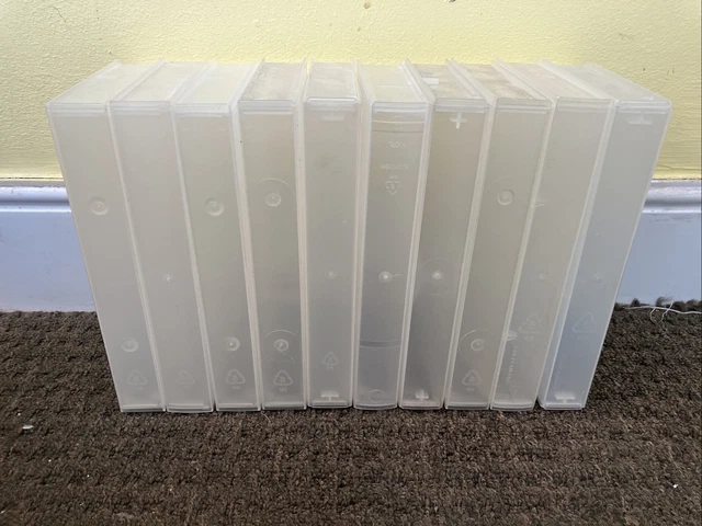 10 x EMPTY CLEAR VHS VIDEO TAPE Small Box Cases Upcycle Storage Crafting Used