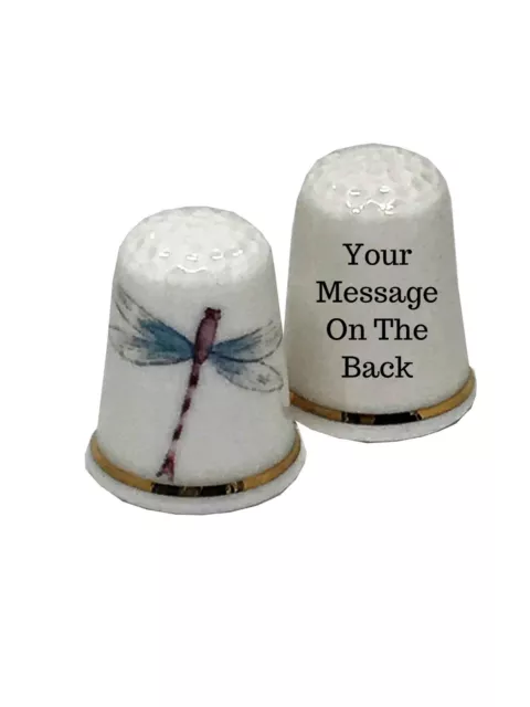 BN Personalised Dragonfly Thimble, Fine Bone China Thimble Collectable Thimble