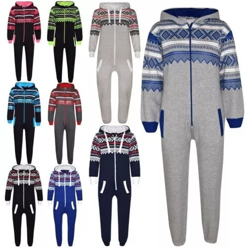 Kids Girls Boys Aztec Snowflake A2Z Onesie One Piece Jumpsuit Playsuit 7-13 Year