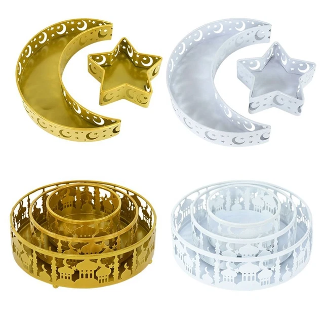 Suministros Decoración Musulmana Postre Comida Platos para servir Bandeja Eid Mubarak Juego de Bandeja
