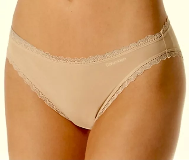 CALVIN KLEIN Radiant Flirty Lace Trim Nude Bikini Panty Womens XS 4 S M L 7 XL 8