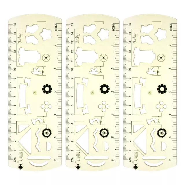 3pcs Unbreakable Flexible Rulers 15cm/6" Folding Plastic Ruler Light Green