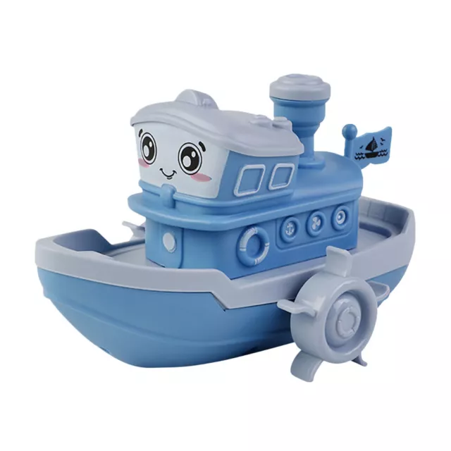 Baby Bath Toy Cartoon Ship Wind Up Clockwork Water Bathtub Toy (Light Blue)