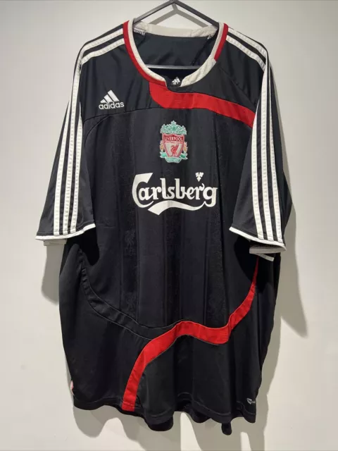 Liverpool 2007/08 Adidas Third Football Shirt Black Mens 2XL Original