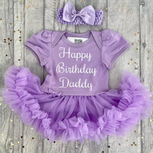 BABY GIRL DADS BIRTHDAY TUTU ROMPER, White Glitter, Daddy Gift