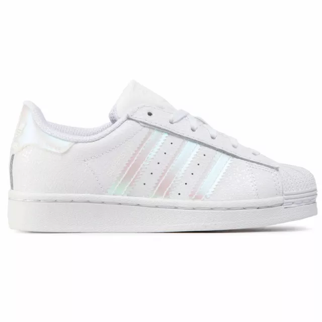 Scarpe da bambina Adidas Superstar FW8282 bianco sneakers sportiva lacci pelle