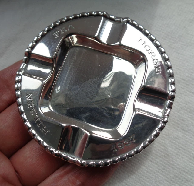 ‘Greetings From Norway’ Vintage Norwegian Solid Silver Ash Tray