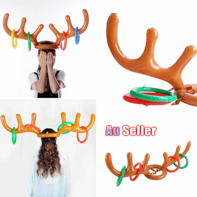 Inflatable Christmas Hat Xmas Xmas Reindeer Party Game Holiday Ring Antler Toss