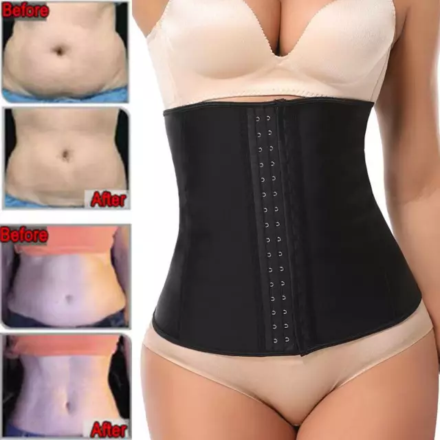 UK 100% Latex Underbust Body Shaper Waist Trainer Cincher Corset Shapewear