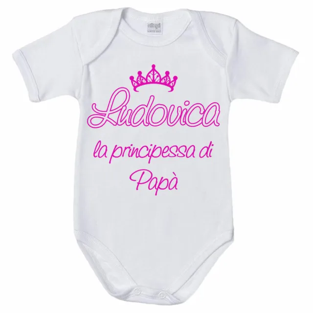 Body neonata personalizzato con nome la principessa di papà e corona