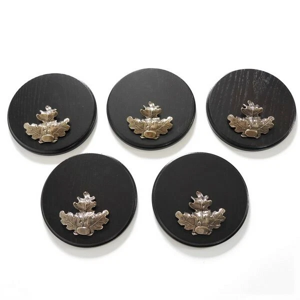 5 Pieza Placa de Jabalí Gewaffbrett Oscuro AF17cm Con 5 X Hoja de Roble Grande
