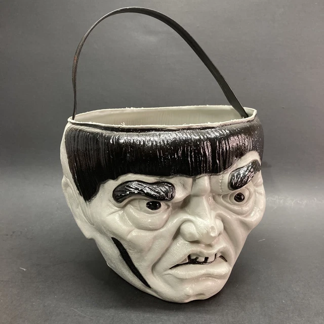 *Cracked* VTG Halloween Empire Blow Mold Frankenstein Monster Candy Pail Bucket