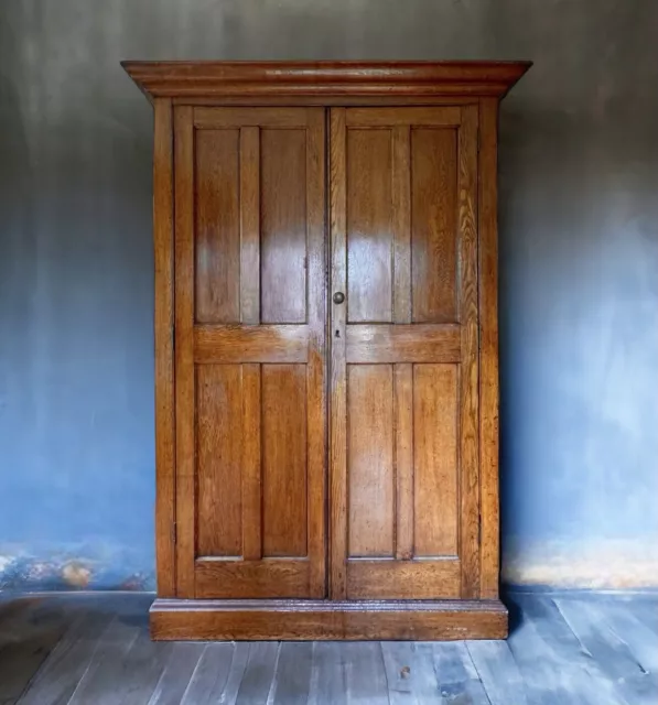 Antique Large Oak Housekeepers School Larder Cupboard Storage Cabinet