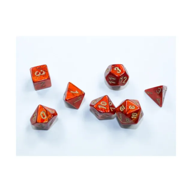 Scarlet Scarab Mini Dice with Gold Colored Numbers 10mm (3/8in) Set  (US IMPORT)