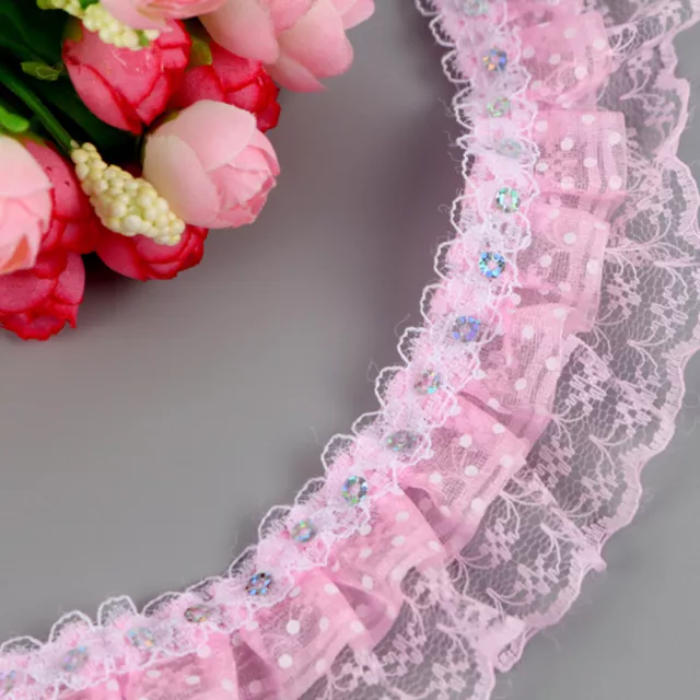 2 Yards Embroidered Lace Edge Trim Wedding Ribbon Applique Sewing Craft DIY
