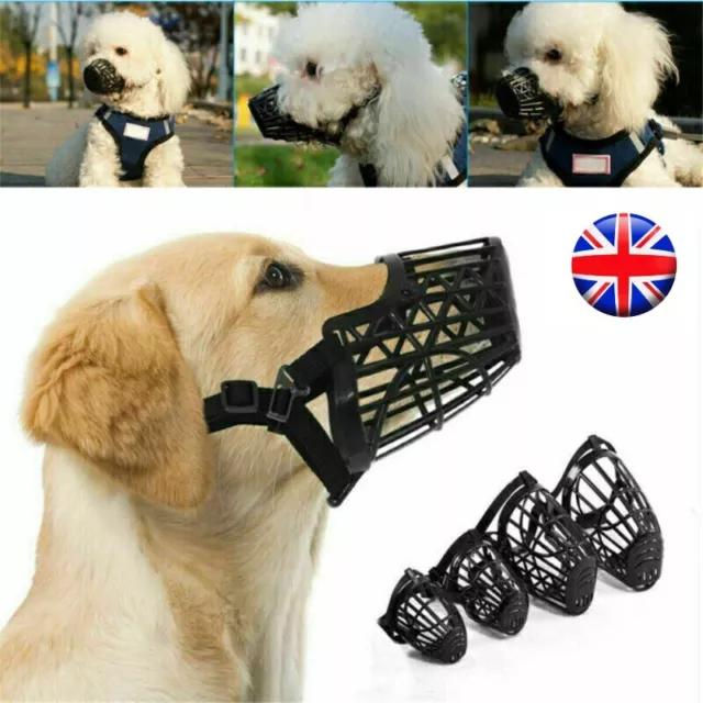 Pet Dog Basket Muzzle Mouth Cover Mesh Cage NoBarking Antibite Biting Chewing UK