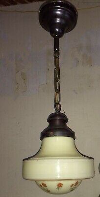 NICE ANTIQUE 1920s LIGHT LAMP FIXTURE LIGHTOLIER CUSTARD SHADE