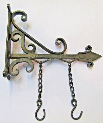 8" ANTIQUE IRON HAND FORGED  sign board hanging bracket shop sign house name
