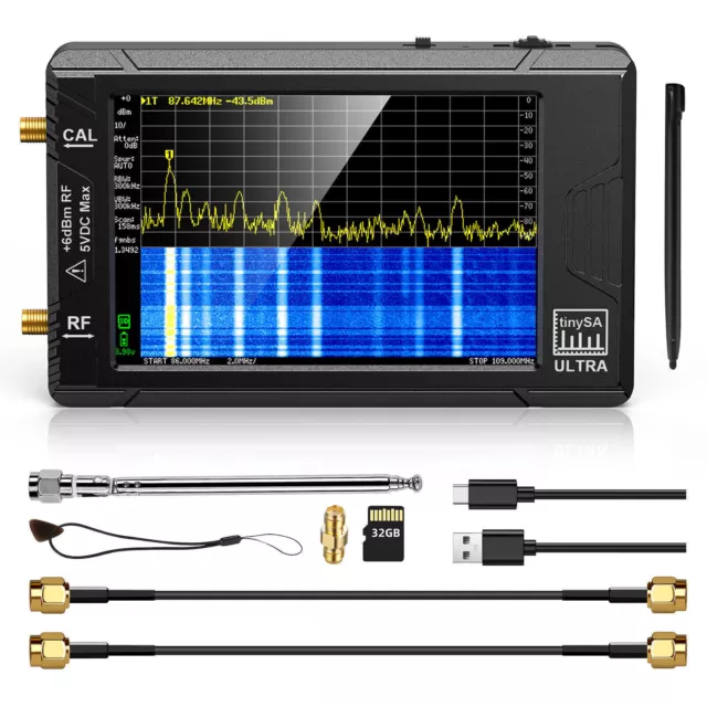 TinySA ULTRA 100K-5.3GHz Handheld Tiny Spectrum Analyzer + 4" LCD Touch +Battery