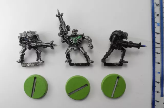 3 NECRON WARRIORS Metal Necrons Army Raiders Painted Warhammer 40K 1990s A3c