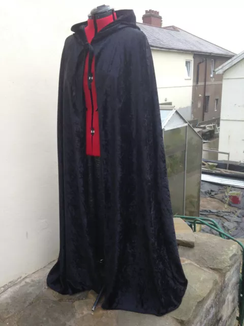 pointy hooded cloak black crushed velvet   more colours available (c39cv)