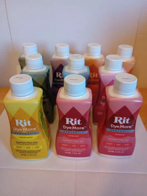 Lot Of 10 RIT DyeMore Synthetic Fiber Dye Assorted Colors