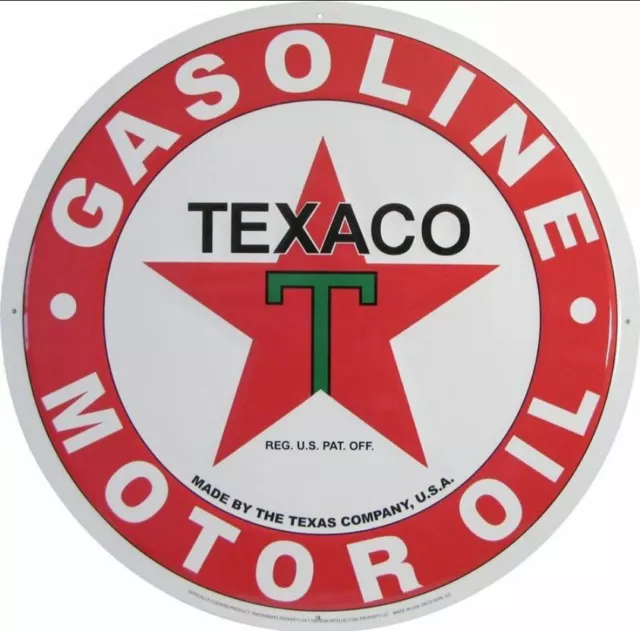 USA XXL US Schild: TEXACO Gasoline Motor Oil -  Durchmesser ca. 60 cm