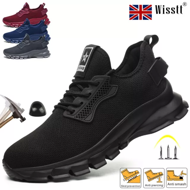 Mens Womens Steel Toe Cap Trainers Hiking Safety Shoes Cushion Work Boots ESD