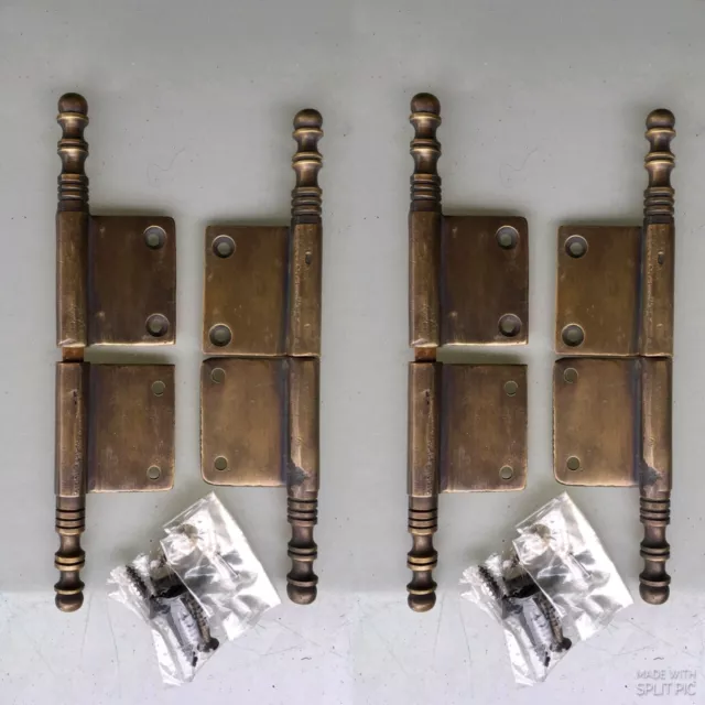 4 lift off Brass DOOR french small hinges old age style restoration heavy 5" B