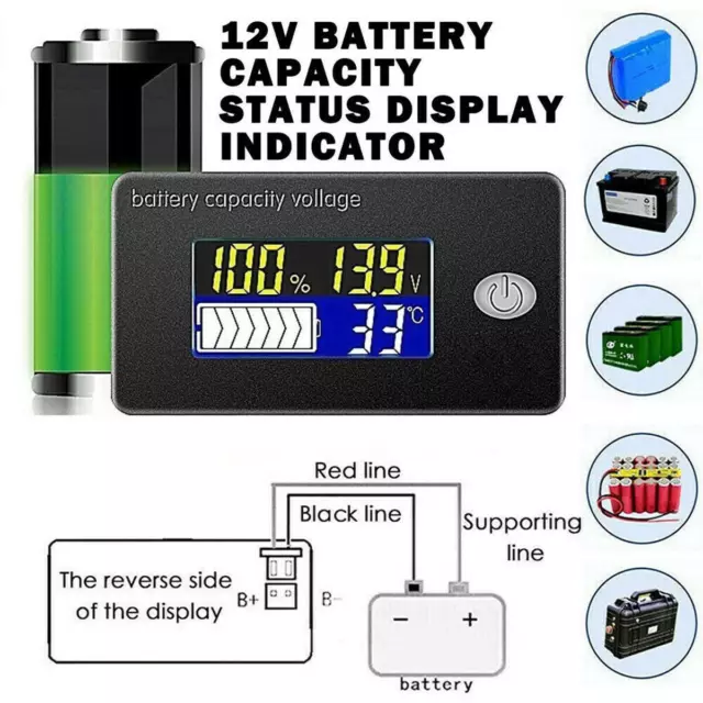 12V Battery Status Charge Capacity LCD Digital Indicator Monitor Meter Gauge AU