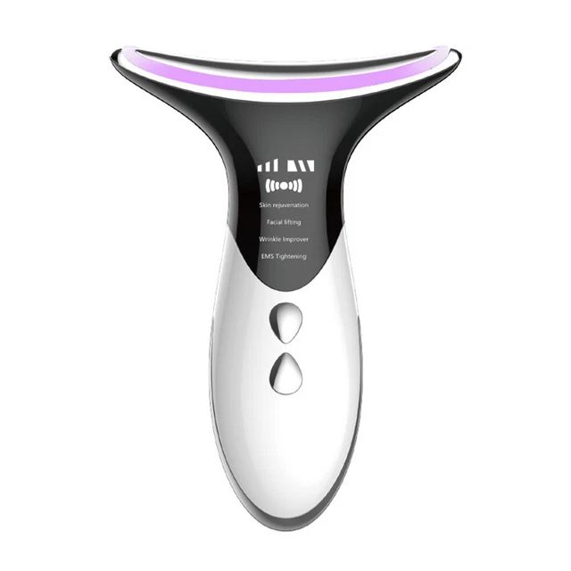LED Photon Therapy Neck Beauty Device Anti Wrinkle Machine EMS Tighten Massager