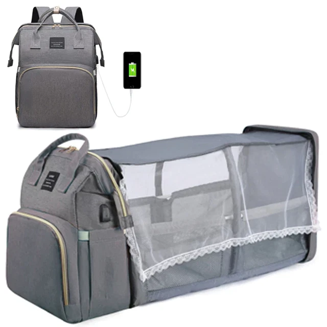 Baby Diaper Bag Backpack Large Capacity Foldable Changing Station Multi Pockets