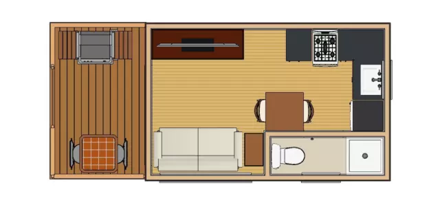 164sqft - 10'3x16' - studio - Tiny House design - us/metric - ala cart