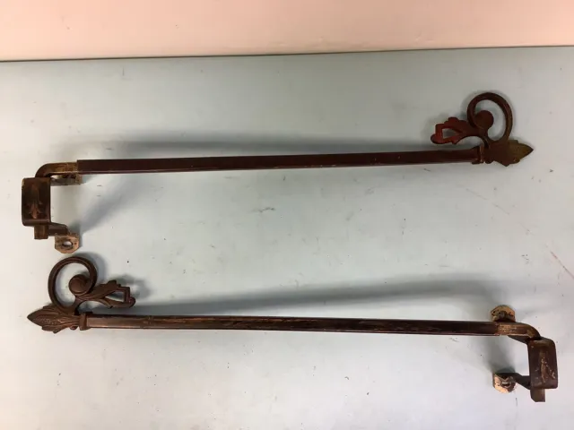 Vintage Pair Swing Arm Extension Drapery Rods Extendable to 20”