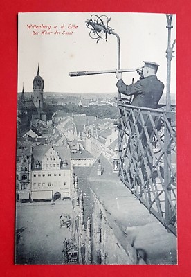 AK WITTENBERG UM 1910 Der Hüter der Stadt Typen mit Fernrohr ( 29767