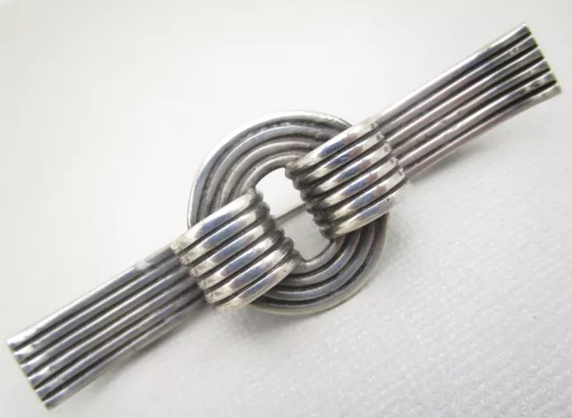 Wonderful "Aguilar Style” Mexican Sterling Silver Ribbon Brooch Pin