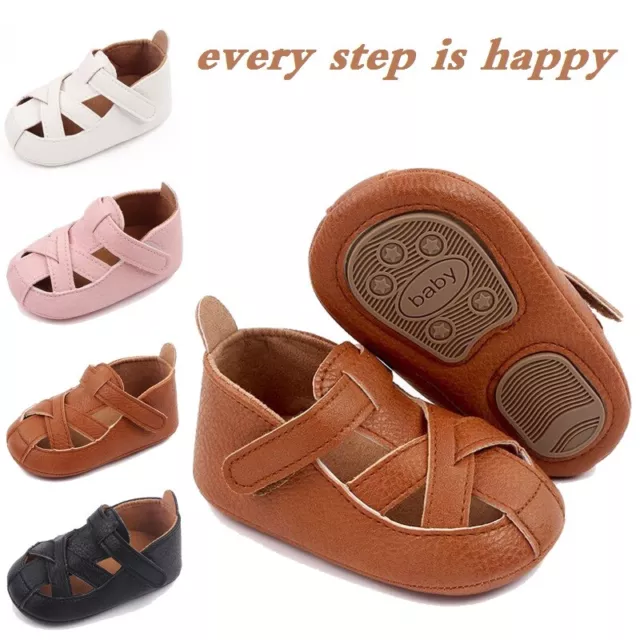 Baby Boys Girls Toddlers Soft Sole Pram Prewalker Soft Shoes Casual Slippers