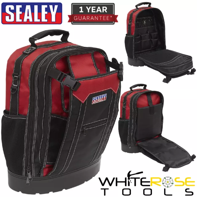 Sealey Tool Backpack Heavy Duty Rucksack 490mm Hard Base Padded Laptop Pocket