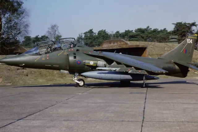 Original 35mm colour slide of Royal Air Force Harrier T10 ZH656/104