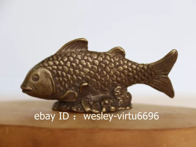 China Old Copper Bronze Handmade Lucky Carp Fish Statue Amulet Pendant HJ023