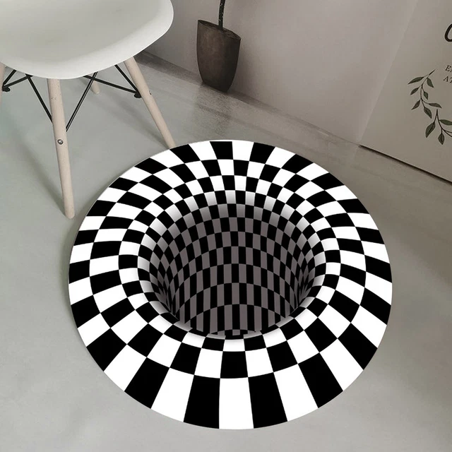 Alfombra decorativa antideslizante absorción de agua poliéster 3D ilusión vértigo ilusión
