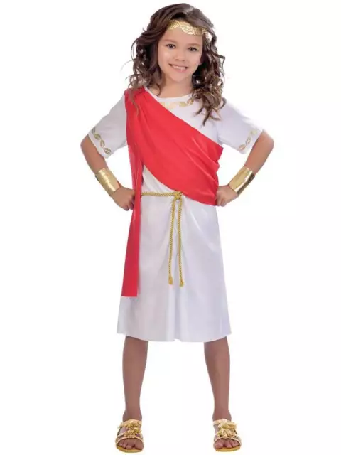 Costume Toga Bambini Ragazza Abito Fantasioso Imperatore Romano Greco Libro Giorno Settimana Nuovi Bambini