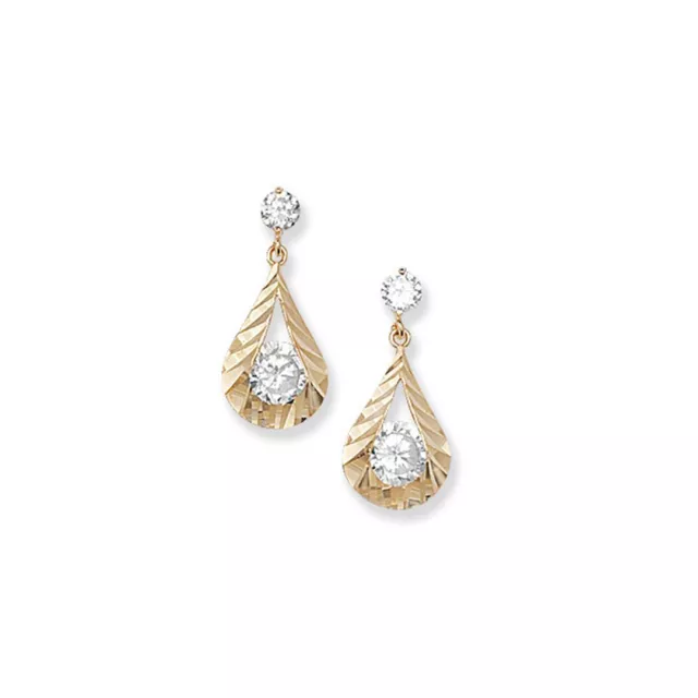 9ct Yellow Gold Diamond Cut Drop Earrings